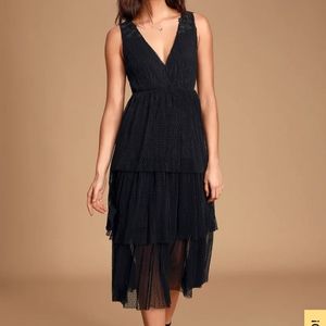 Black midi dress for wedding guest